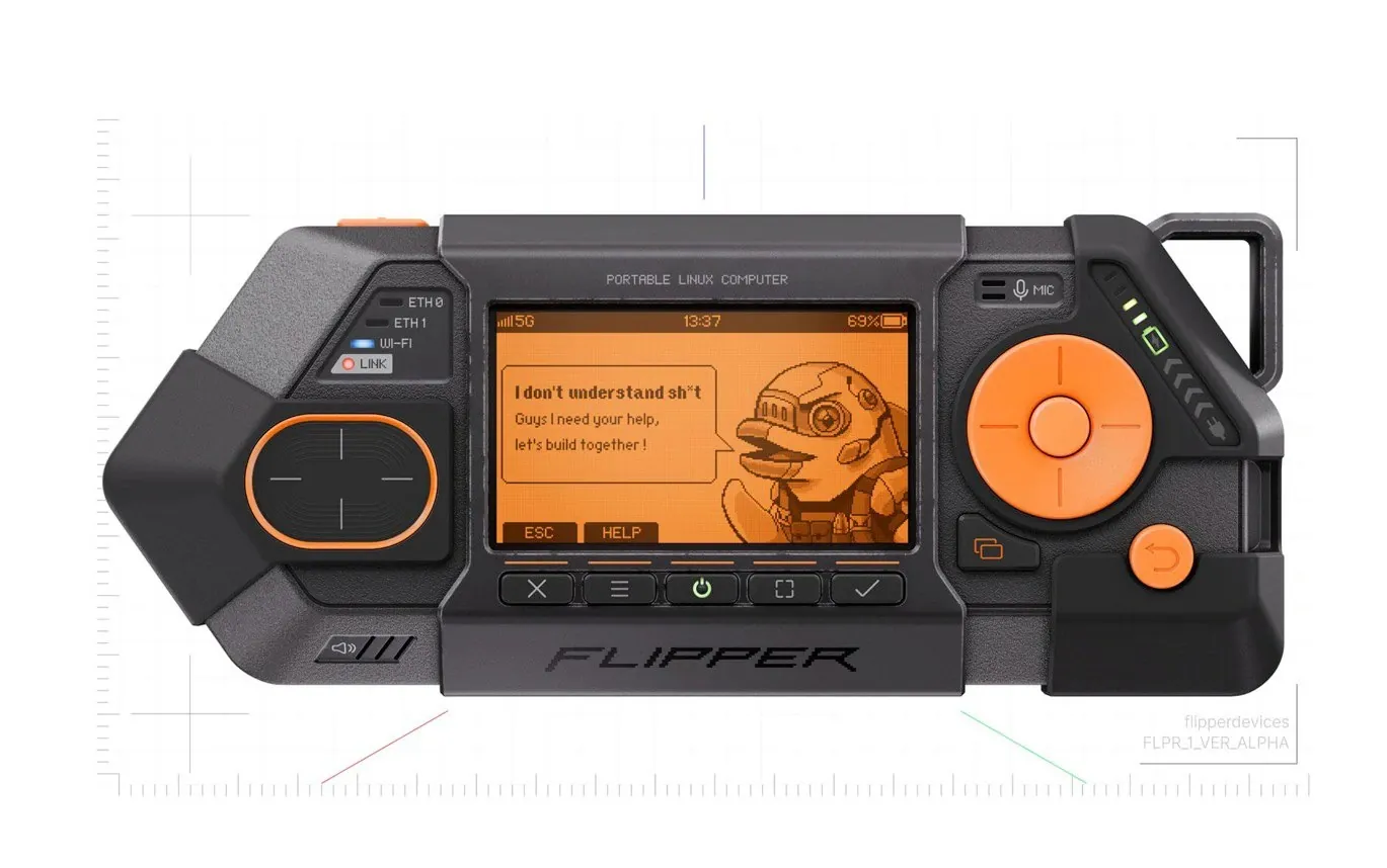 Flip OS software interface on the built-in screen.