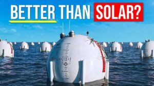 A spherical floating device generating wave energy in the ocean