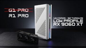 Installing the new AMD Radeon GPU into the Minisforum mini PC.