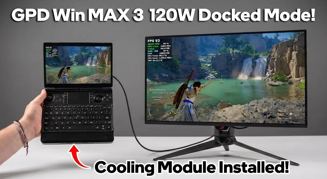 The modular cooling fan attached to the back of the device.