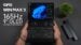 The GPD Win Max 3 handheld gaming PC sitting open on a desk.
