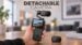 The Hohem Eyepic pocket gimbal camera with its handle and attached lens.