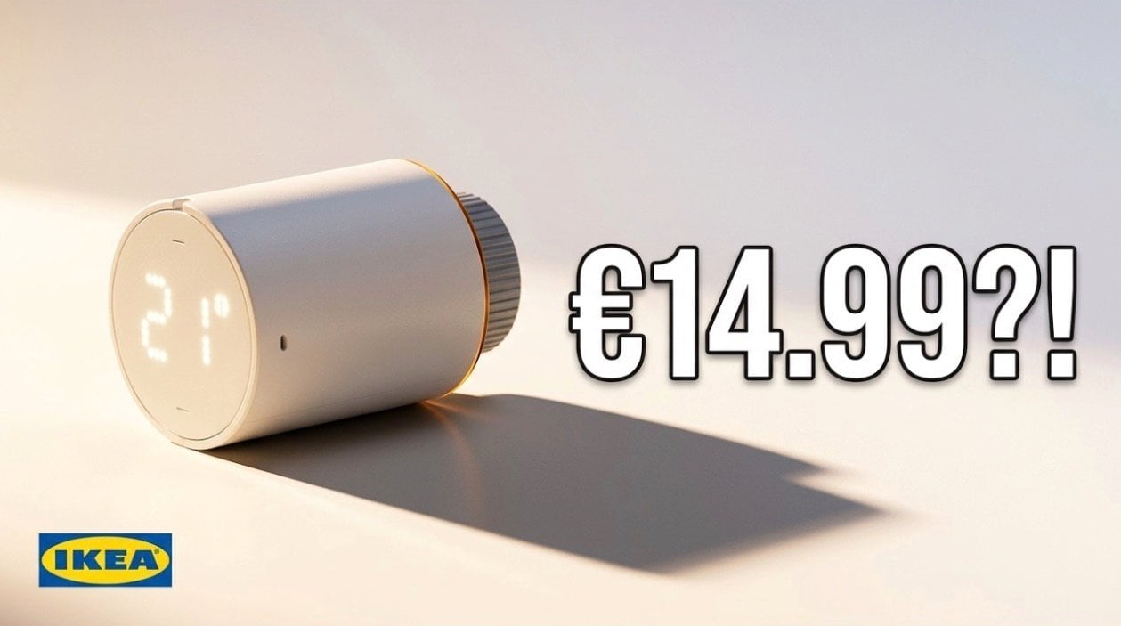 The IKEA Lilia smart radiator valve attached to a wall heater.