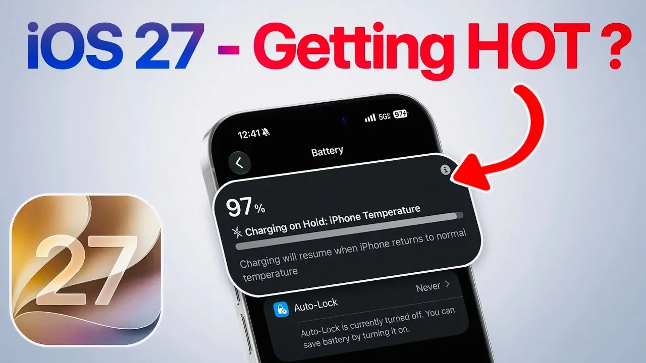 iPhone lock screen displaying the iOS 27 Charging on Hold notification.