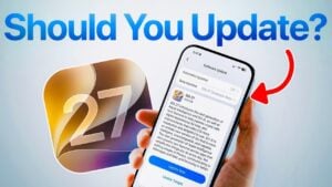 The iOS 27 software update screen on an iPhone