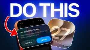 The iOS 27 home screen displayed on a new iPhone.