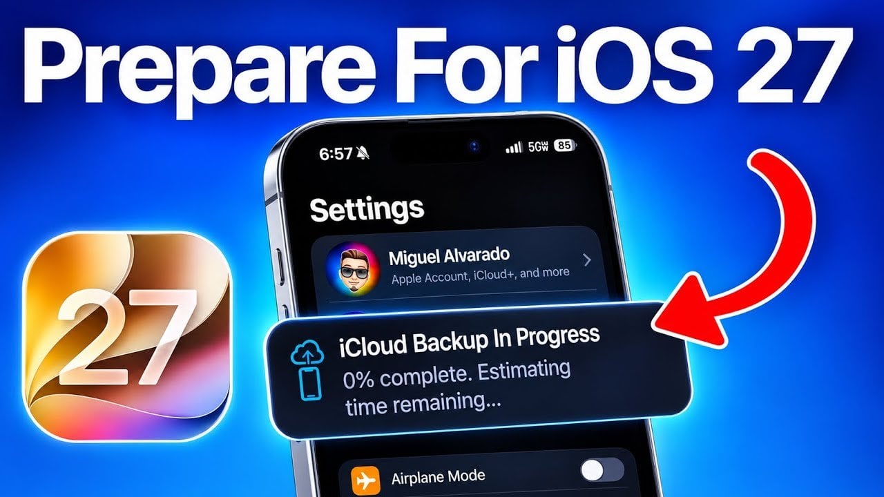 An iPhone screen displaying the iOS 27 software update prompt.