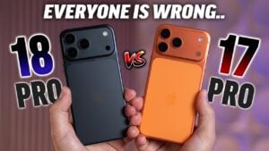 Side by side comparison of the iPhone 18 Pro Max and 17 Pro