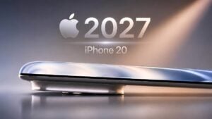 Concept render showing a possible borderless quad-curved display on the rumored iPhone 20.