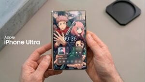 A conceptual rendering of an ultra-thin foldable iPhone