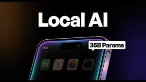 An iPhone 17 screen displaying the interface of a local AI application.