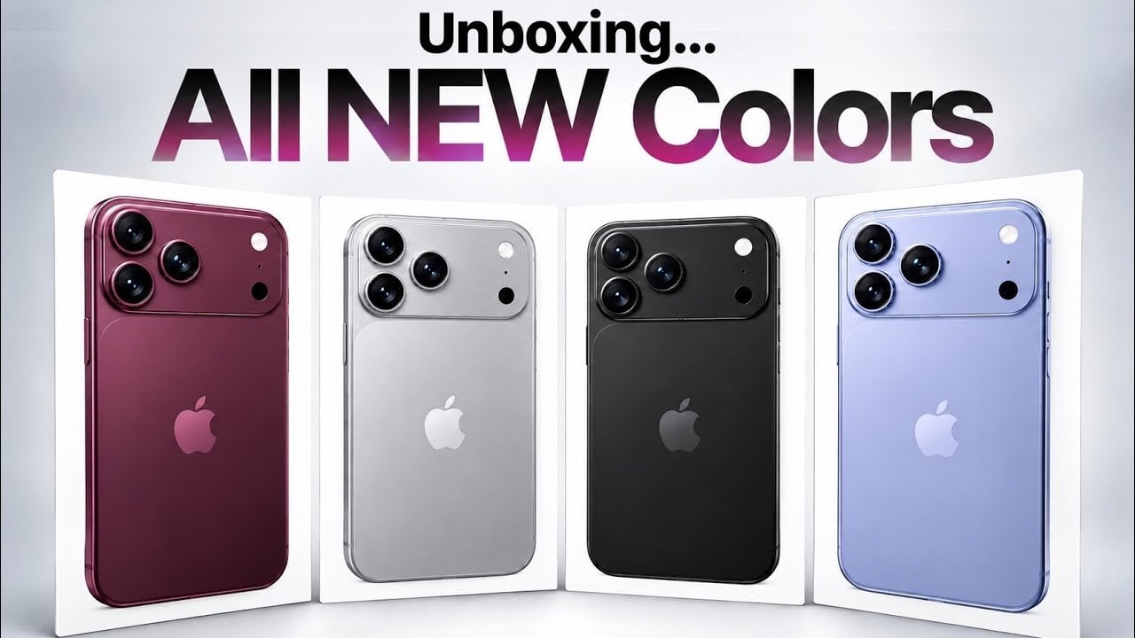 All four colors of the iPhone 18 Pro Max lined up side by side.