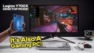 The Lenovo Legion Y700X connected to a monitor in desktop mode.