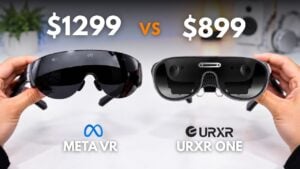 Side-by-side comparison of Meta VR and URXR One headsets