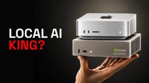 Side by side comparison of a Mac Studio and Nvidia DGX Spark.