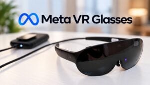 The front profile of the new lightweight Meta VR glasses.