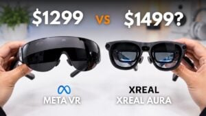 Side-by-side comparison of Meta VR glasses and XREAL Aura.