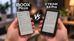 Side-by-side comparison of the Boox Palma and X4 Pro e-readers.