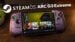 The MSI Claw Exai Plus handheld gaming PC running SteamOS.