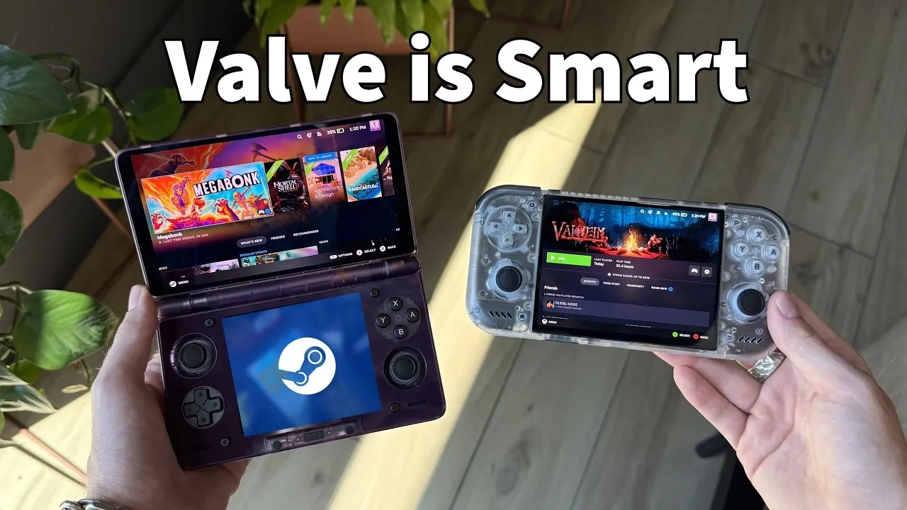 A Retroid Pocket Nova displaying a Steam game library.