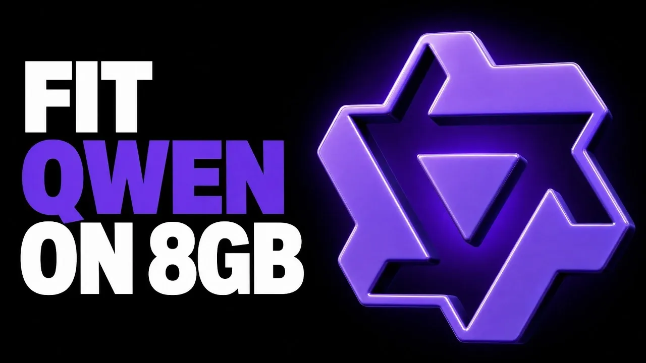 Bar graph displaying the 76.6 benchmark score for the 8.4GB Qwen model.