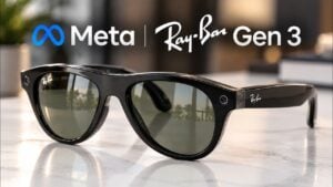 Front view of the Ray-Ban Meta Gen 3 smart glasses.