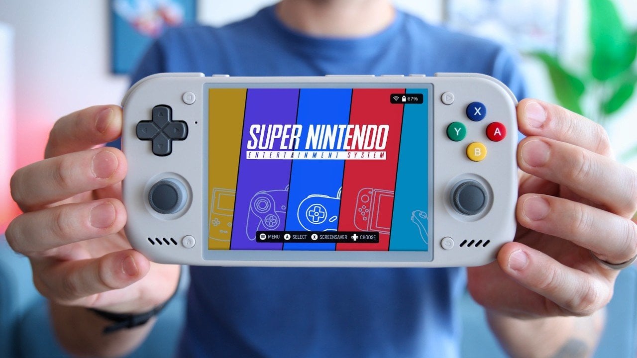 Front view of the Retroid Pocket Nova handheld console.