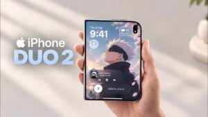 Concept render of the rumored Apple foldable smartphone.