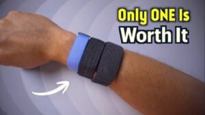 Fitbit Air, Garmin Circa, and Hume Band 2.0 placed side by side