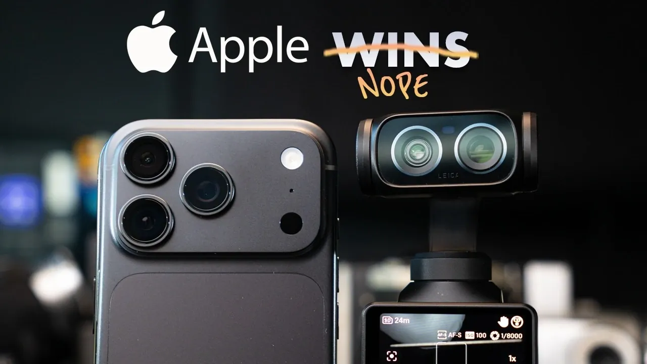 Split screen displaying low light video quality differences between the two cameras.