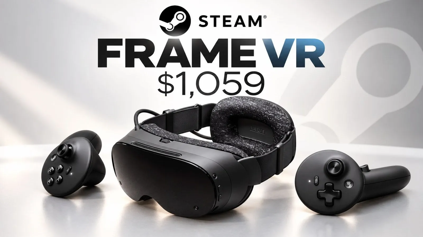 The Steam Frame headset placed next to a Meta Quest 3.