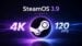 The SteamOS 3.9 desktop interface displaying new settings.
