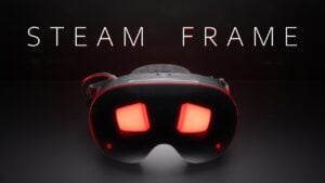Front view of the Valve Steam Frame VR headset.