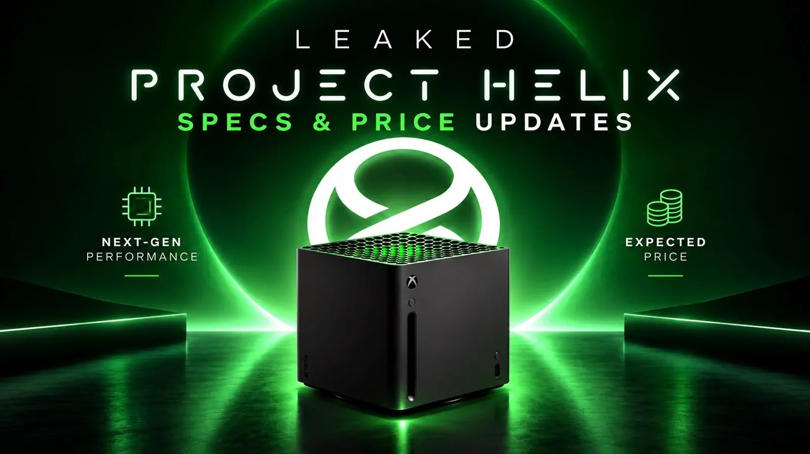 Mockup of a futuristic Xbox controller and console setup