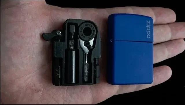 Small chrome micro ratchet used in the Zippo toolkit