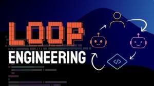 A diagram showing the flow between human engineers, code, and AI agents.
