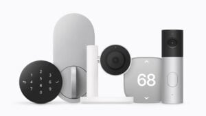 Apple Home Collection smart devices arranged on a minimal surface