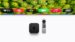 A user interacting with the new Apple TV using voice commands