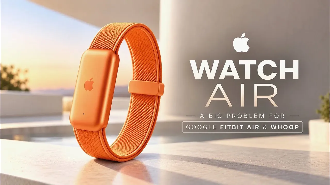 A side-by-side comparison of a traditional Apple Watch and a screenless band.