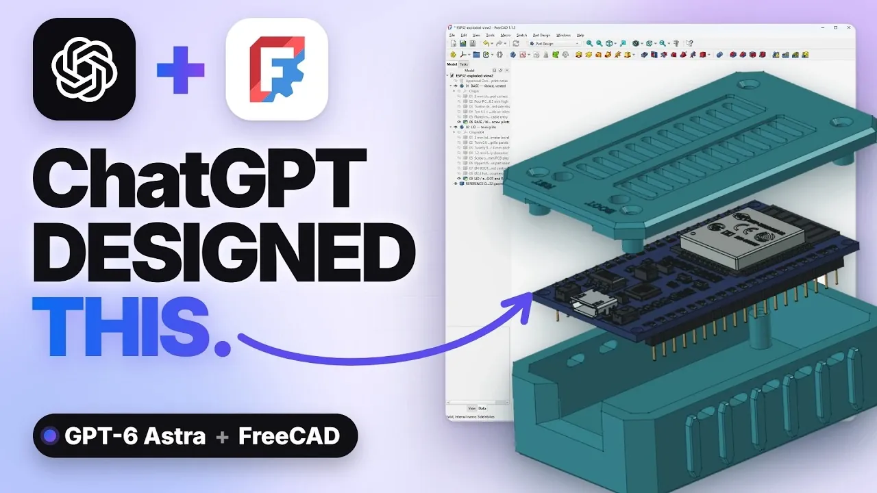 Python code generated by ChatGPT communicating with the FreeCAD interface.