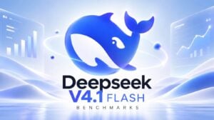 A performance chart showing Deepseek V4.1 Flash benchmarks on the Pareto frontier.