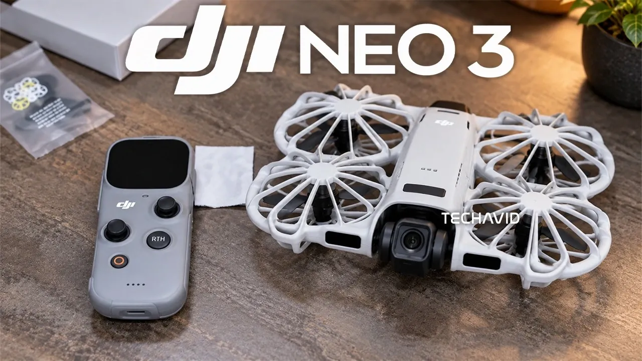 A close-up view of the DJI Neo 3's rumored 1/1.1-inch camera sensor.