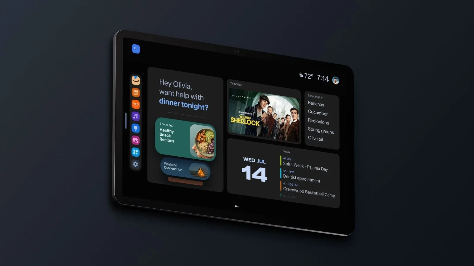 A close up of the anti-glare Nanomatte screen option on the Echo Show 16.