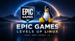 The Epic Games Store interface running on a Linux desktop