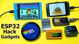 A custom 3D-printed cyber deck running a weather monitor and clock.
