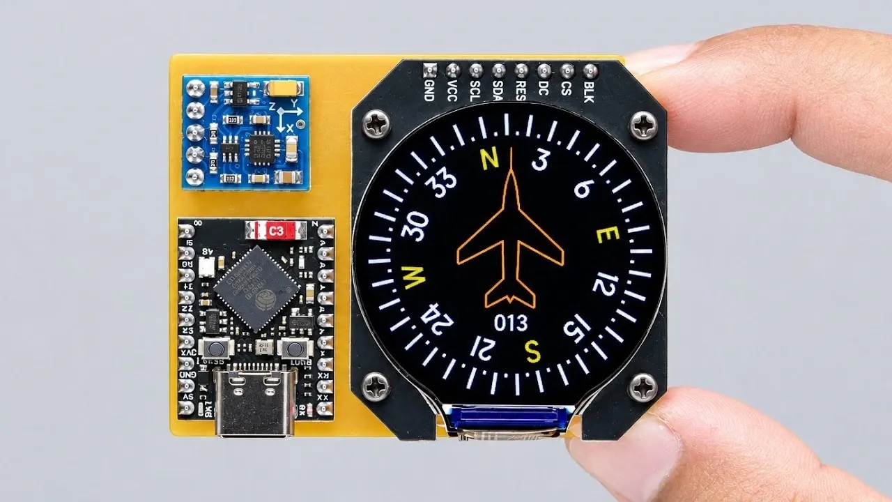 Three-axis magnetometer sensor wired to the custom adapter board.