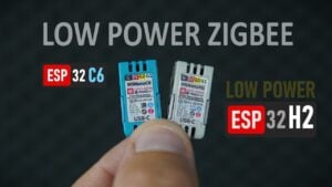 The ESP32-H2 microcontroller chip on a circuit board.