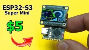 The ESP32-S3 Super Mini microcontroller board showing its Type-C USB port and reset button.