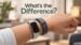 Side by side comparison of the screenless Fitbit Air and the Fitbit Edge with its display.