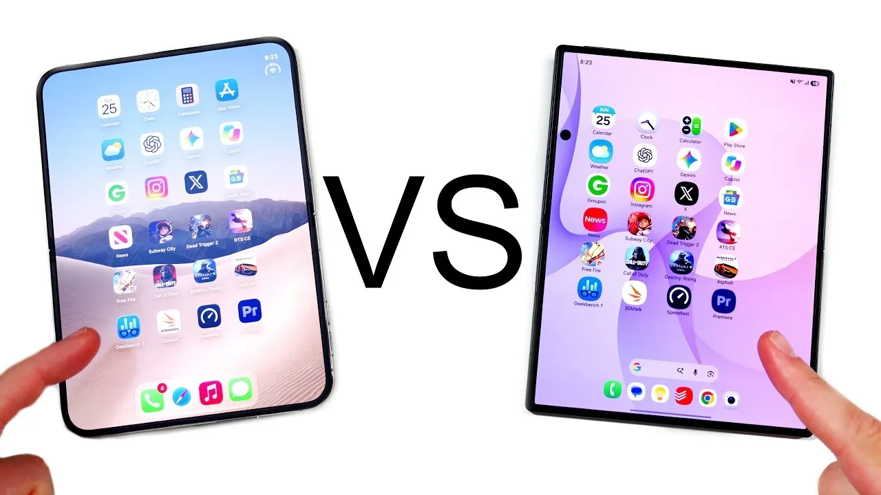 The matte display and wider form factor of the Apple iPhone Duo.